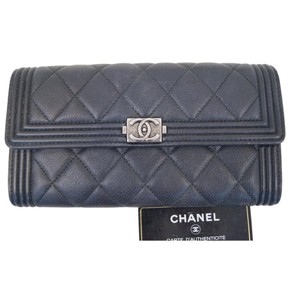 CHANEL Boy Large Flap Lambskin Leather Wallet Black - 15% OFF