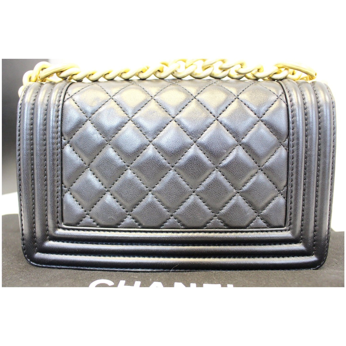 CHANEL Le Boy Small Lambskin Leather Shoulder Bag Black