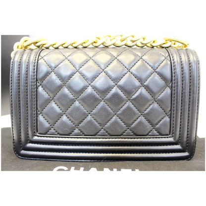 CHANEL Le Boy Small Lambskin Leather Shoulder Bag Black