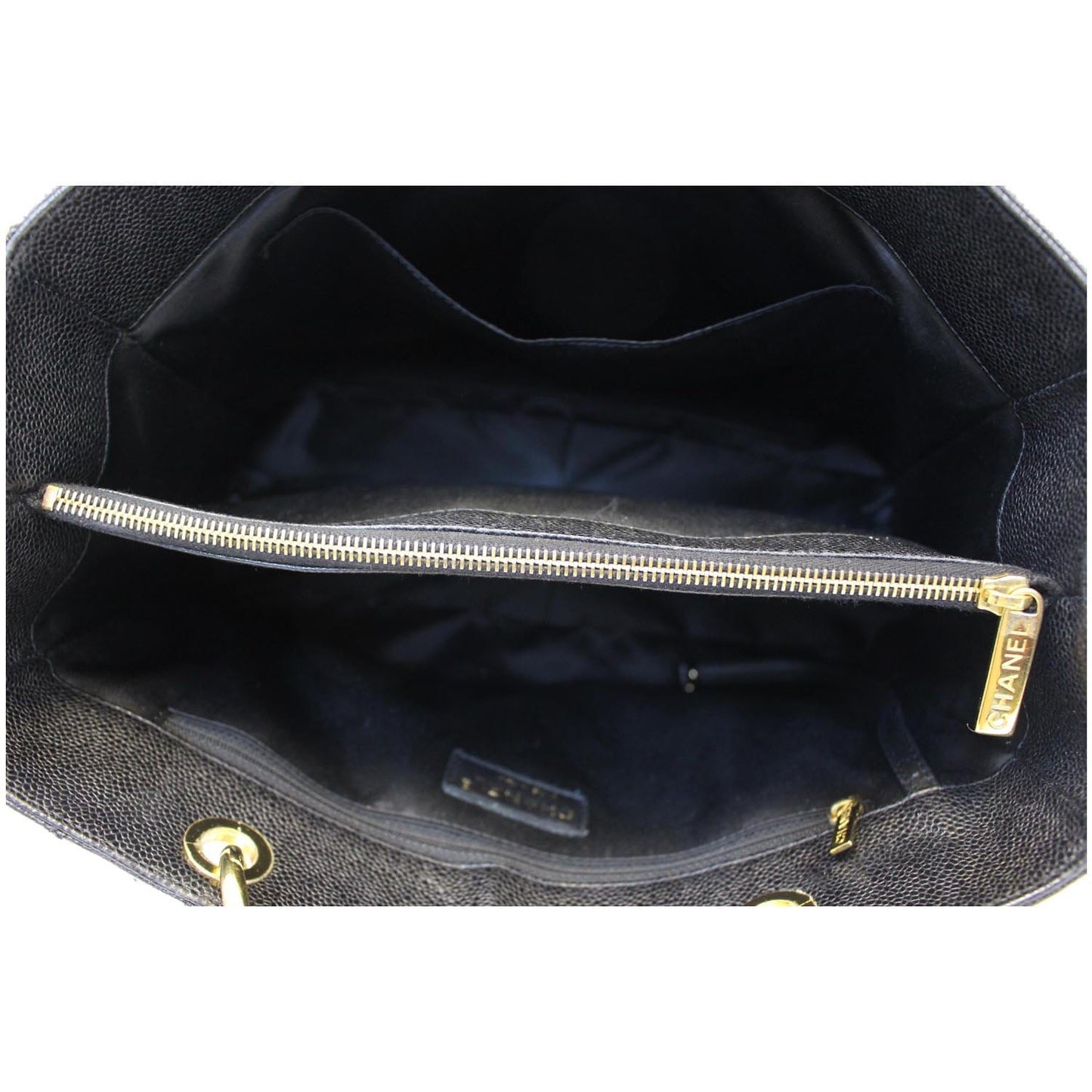 CHANEL Black Caviar Leather Grand Shopping Tote Bag
