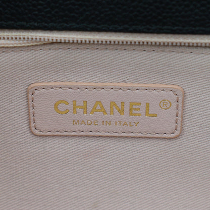 CHANEL Thread Around Caviar Leather Chain Flap Crossbody Bag Black