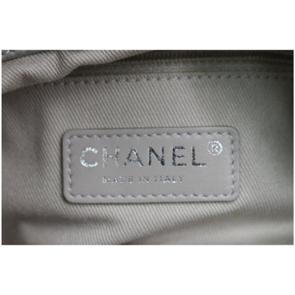 Chanel Wild Stitch CC Lambskin Leather Satchel Bag Light Grey