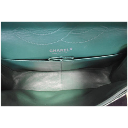 CHANEL 2.55 Reissue Double Flap Patent Leather Shoulder Bag Green