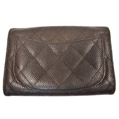 CHANEL Classic Flap Caviar Leather Card Holder Brown