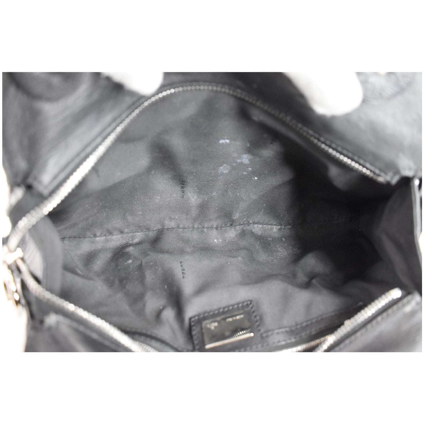 FENDI Devil Trapezio Top Handle Calfskin Tote Shoulder Bag Black