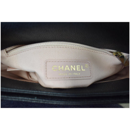 CHANEL Coco Cuba Quilted Grained Calfskin Leather Top Handle Bag Black