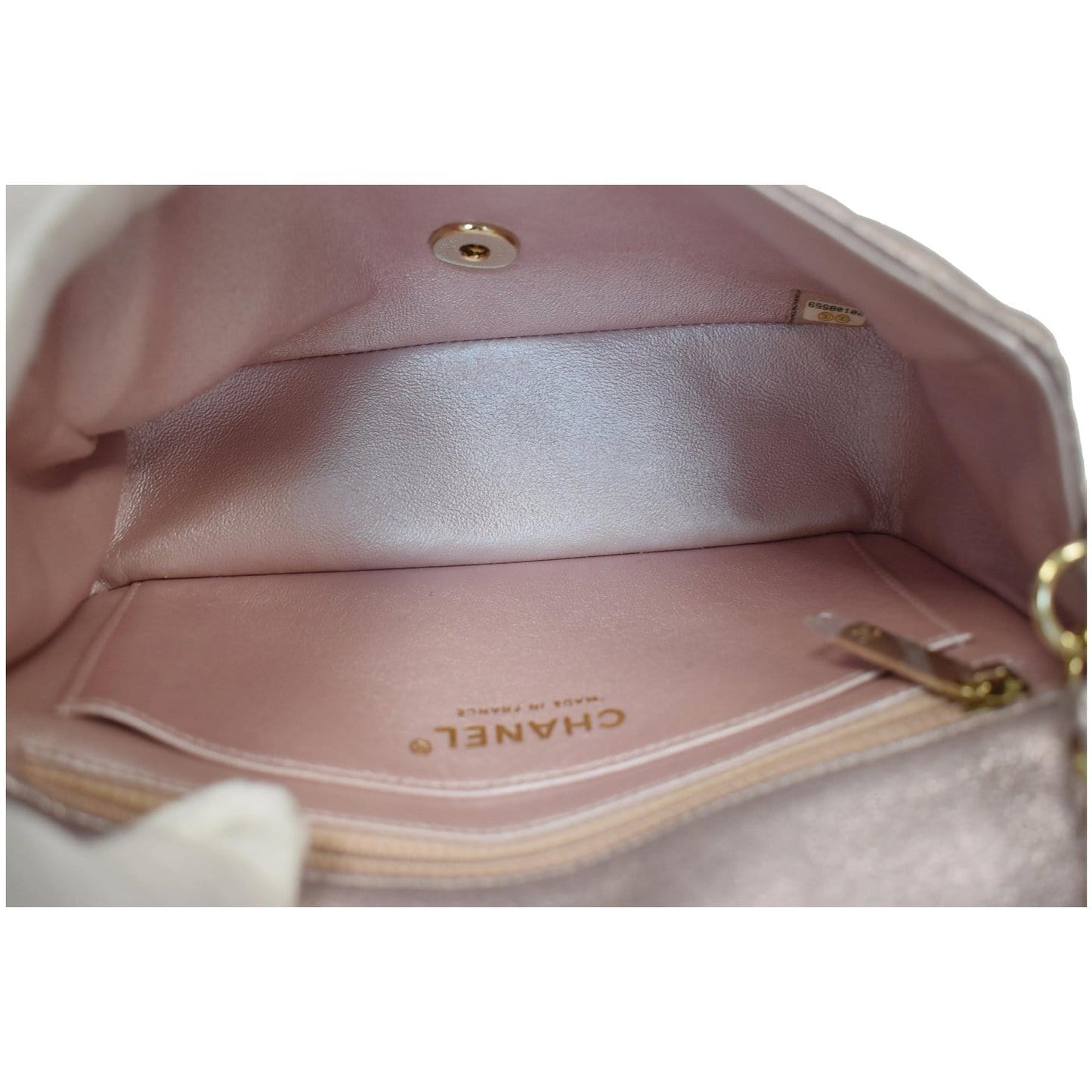 CHANEL Mini Rectangular Flap Goatskin Leather Shoulder Bag Metallic
