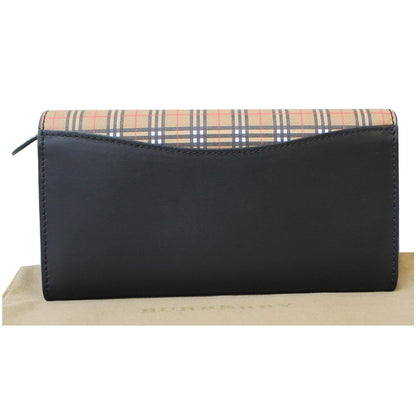 Luxury Burberry Small Scale Continental Check Leather Wallet Black