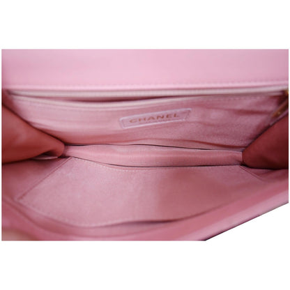 CHANEL Matelasse Costume Pearl Leather Shoulder Bag Pink