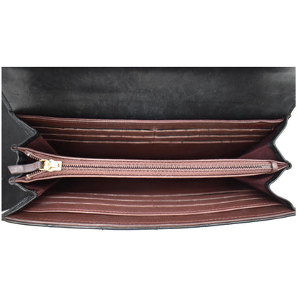 CHANEL Classic Long Flap Leather Wallet Black