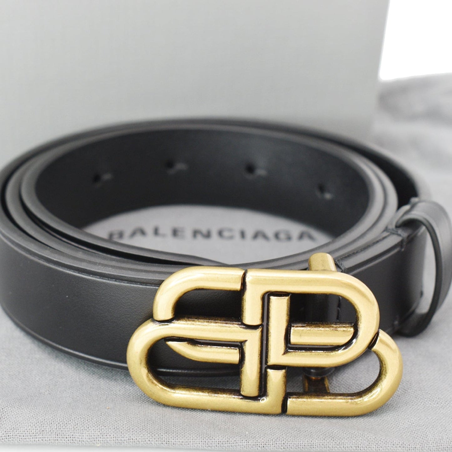 BALENCIAGA BB Leather Belt Black