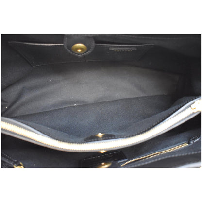 BURBERRY Large Banner Calfskin House Check Leather Tote Shoulder Bag Black