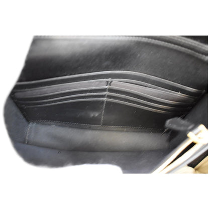 FENDI Vitello F is Envelope Leather Wallet on Chain Crossbody Bag Black