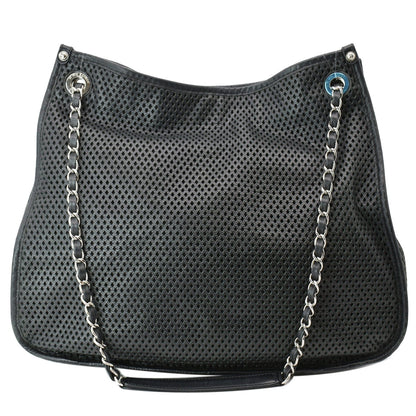 CHANEL Perforated Up In The Air Calfskin Tote Bag Black
