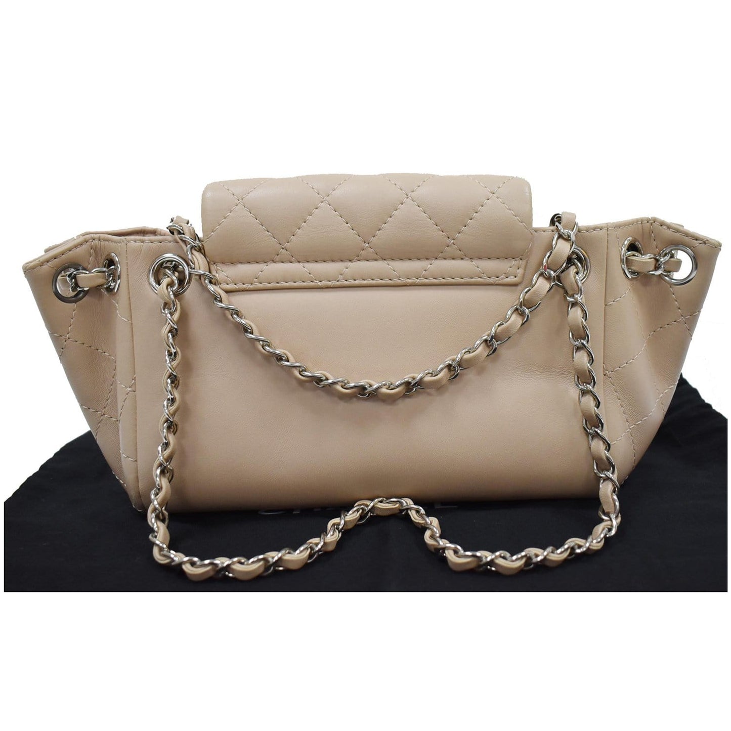 CHANEL CC Accordion Lambskin Leather Shoulder Bag Beige - 10% OFF