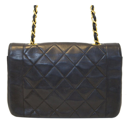 CHANEL Diana Flap Bag Quilted Lambskin Shoulder Bag Black