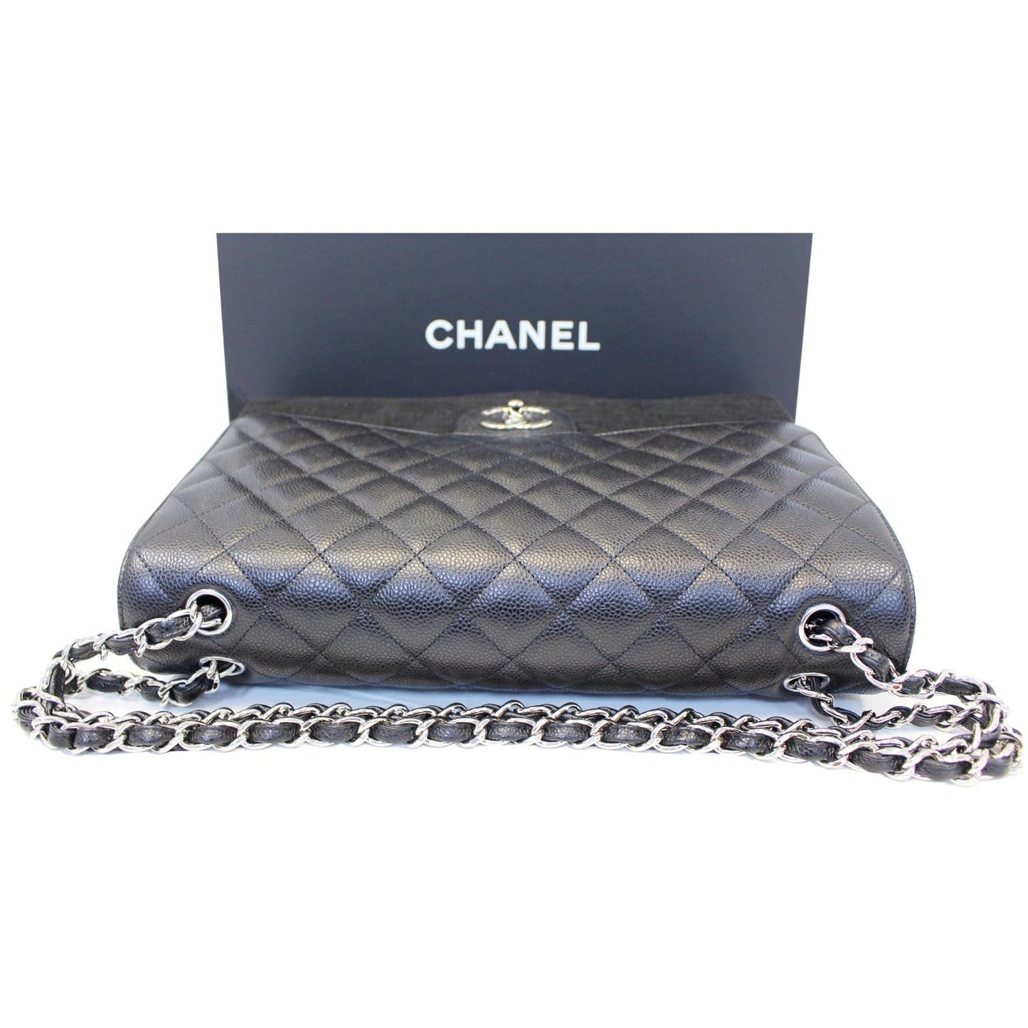CHANEL Classic Maxi Jumbo Double Flap Caviar Leather Shoulder Bag