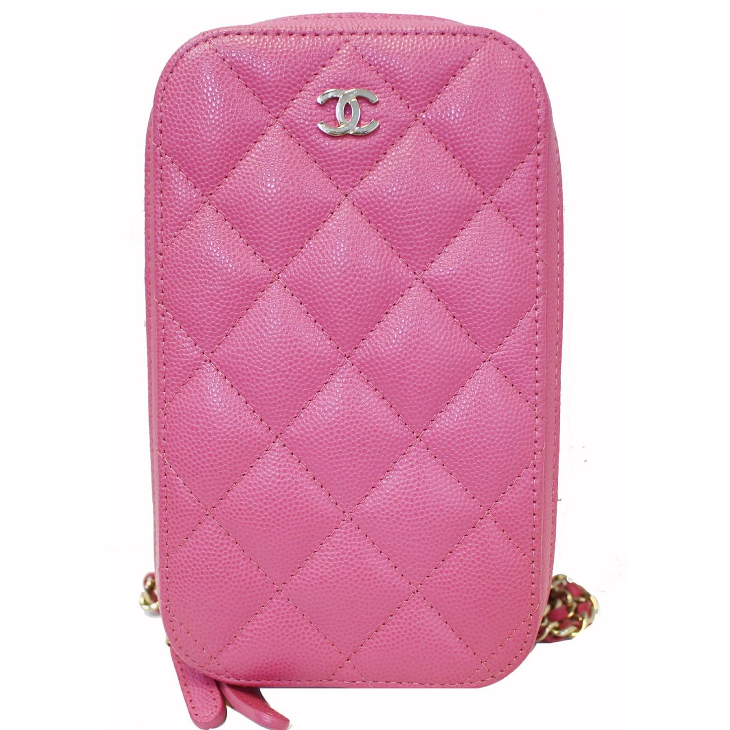 CHANEL Wallet On Chain WOC Caviar Leather Phone Holder Pink