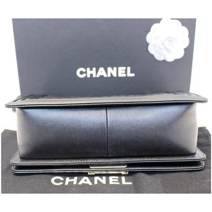 CHANEL Le Boy Small Caviar Leather Shoulder Bag Black