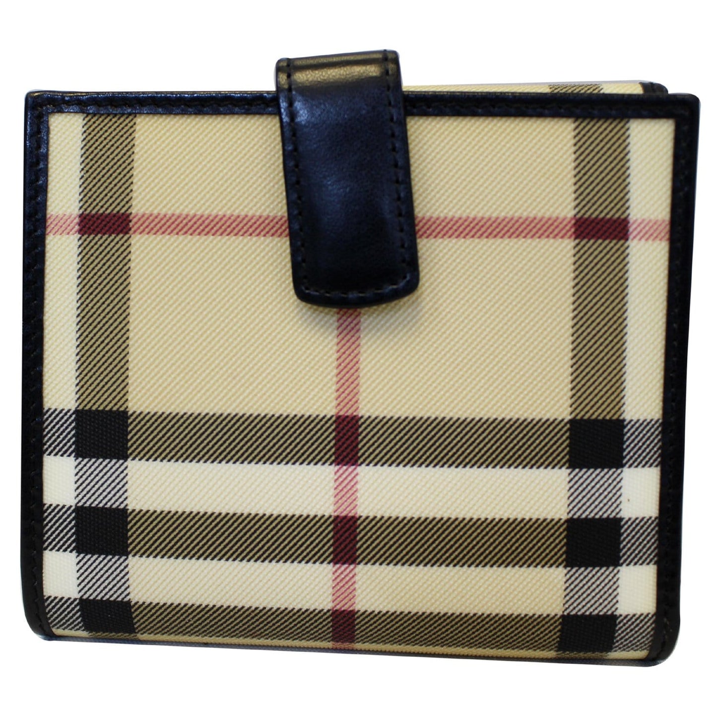 BURBERRY Haymarket Check Compact Wallet Beige/Black