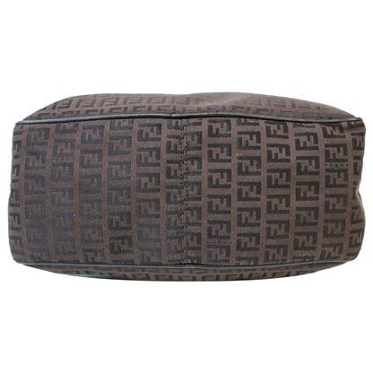FENDI Top Handle Zucca Fabric Canvas Tote Brown
