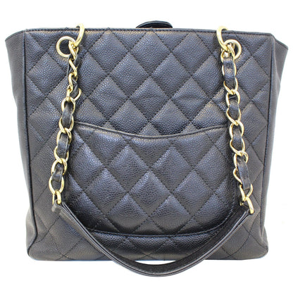 CHANEL PST Petit Shopping Caviar Leather Tote Bag Black