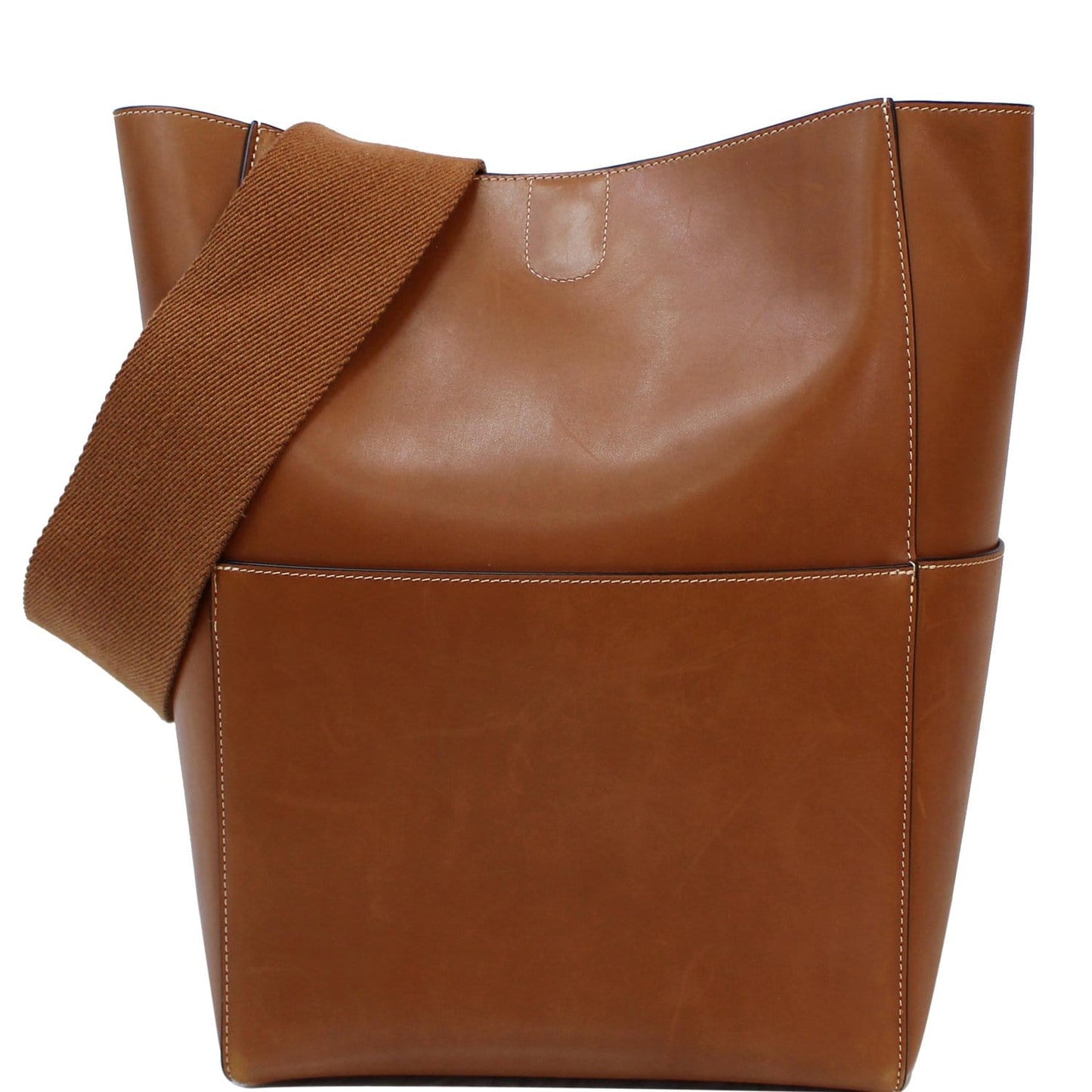 CELINE Sangle Bucket Soft Grained Calfskin Tote Bag Tan