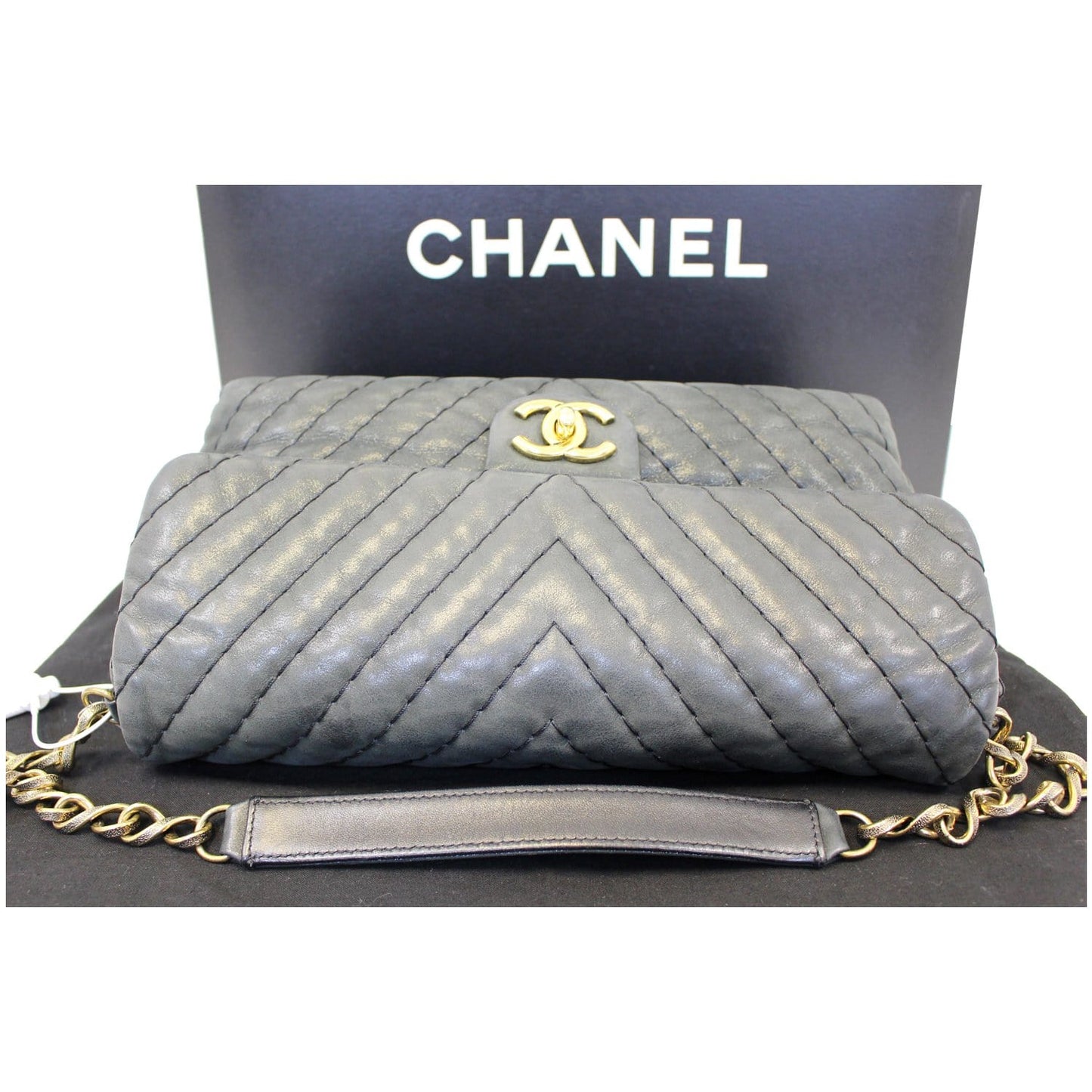 CHANEL Iridescent Calfskin Surpique Chevron Large Classic Flap Bag - Sale