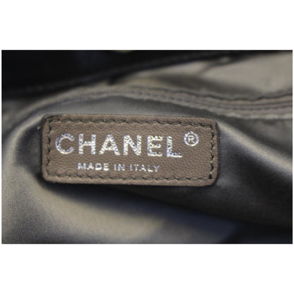 CHANEL Calfskin Rhodoid Modern Chain East West Tote Black