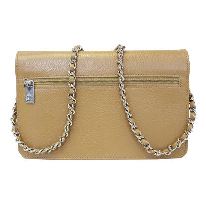 CHANEL Timeless WOC Caviar Leather Clutch Crossbody Bag Beige
