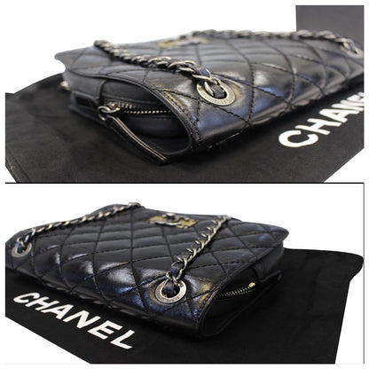 CHANEL CC Quilted Leather Flap Crossbody Bag Black