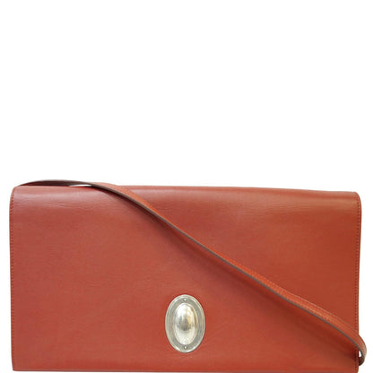 CELINE Oval Flap Leather Strap Clutch Shoulder Bag Red
