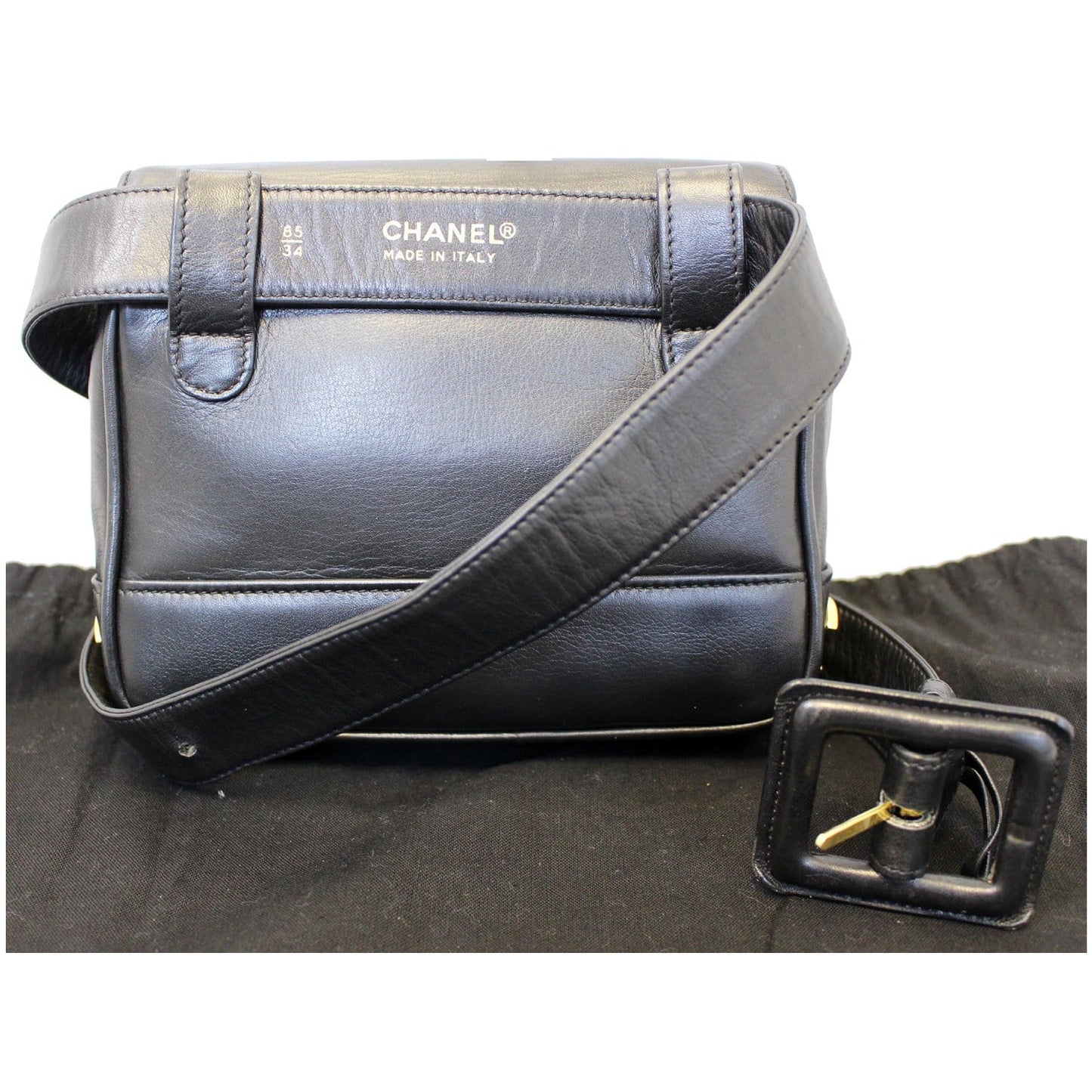 CHANEL Vintage Logo Plaque Bum Bag Black
