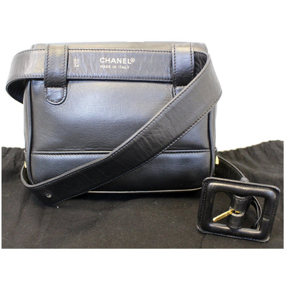 CHANEL Vintage Logo Plaque Bum Bag Black