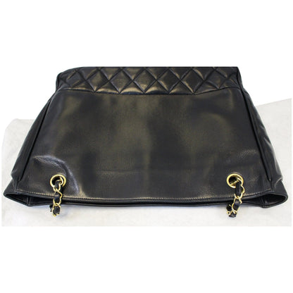 CHANEL Black Lambskin Tote Shoulder Bag Vintage