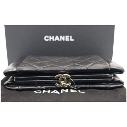 CHANEL Timeless CC Lock Lambskin Leather Clutch Bag Black - 25% OFF