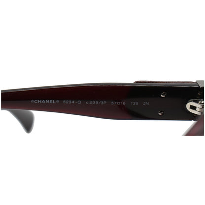 CHANEL Square Burgundy Frame Women Purple Gradient Lens