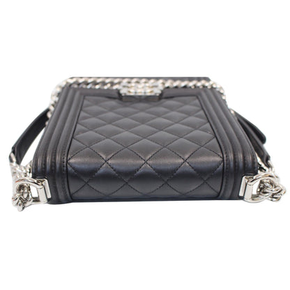 CHANEL North South Boy Lambskin Leather Crossbody Bag Black
