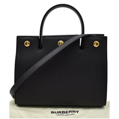 BURBERRY Mini Title Grainy Leather Top Handle Crossbody Bag Black
