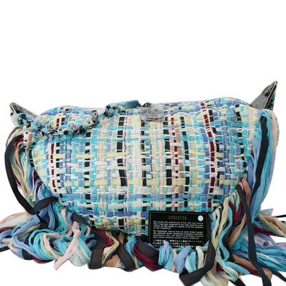 CHANEL Coco Cuba Hammock Tweed Woven Hobo Bag Turquoise