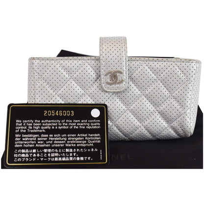 CHANEL Perforated Lambskin Quilted Mini Phone Holder Clutch Silver - Last Call