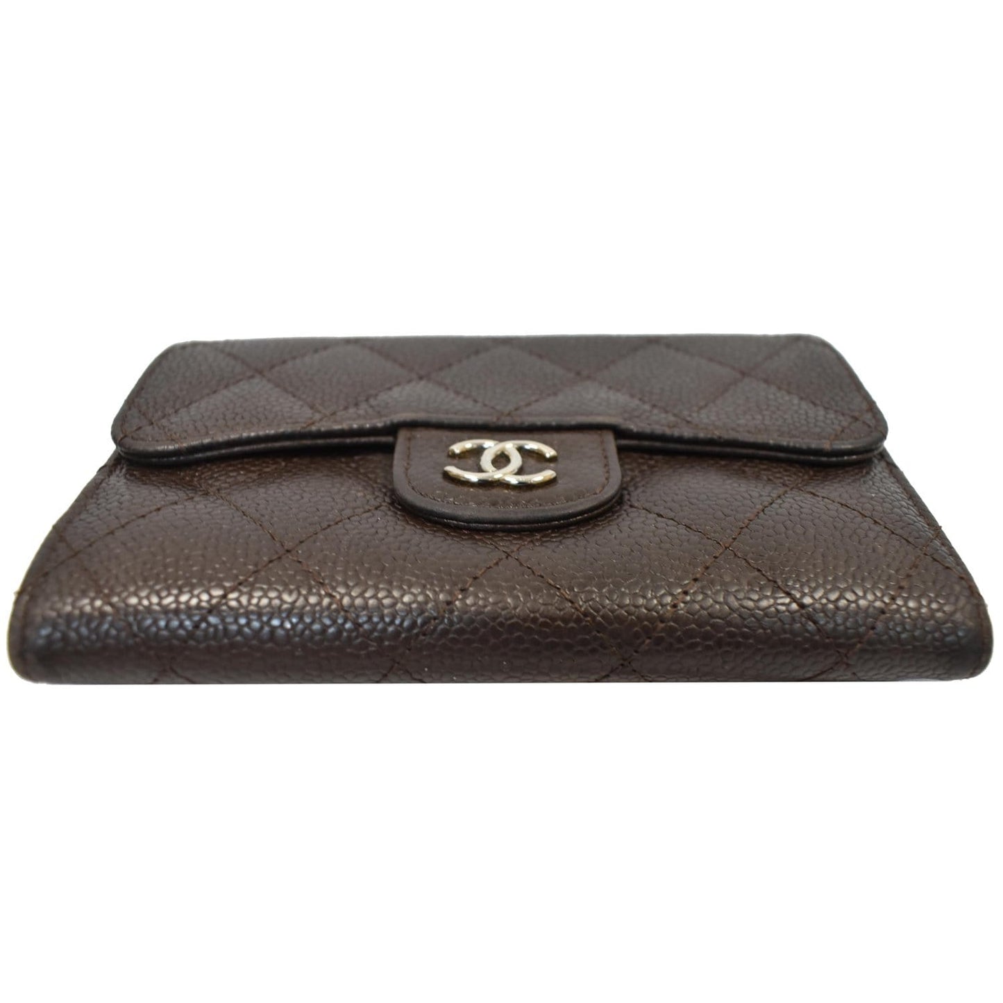 CHANEL Classic Flap Caviar Leather Card Holder Brown