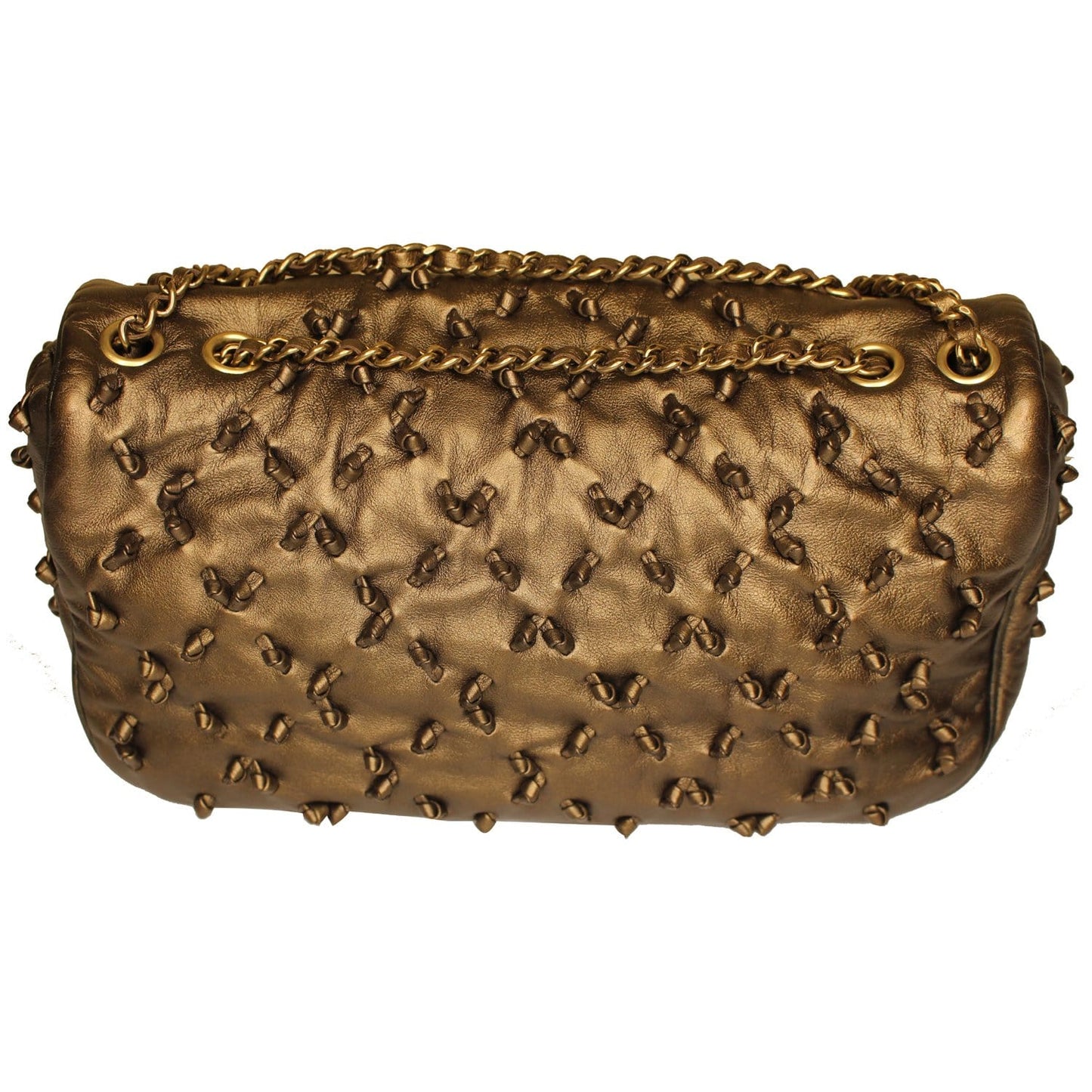 CHANEL Classic Flap Chic Knot Lambskin Leather Shoulder Bag Bronze
