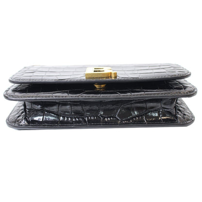 BALENCIAGA B Embossed Leather Chain Crossbody bag Black - 25% OFF