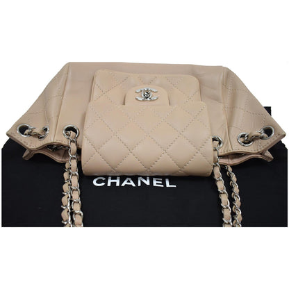 CHANEL CC Accordion Lambskin Leather Shoulder Bag Beige - 10% OFF