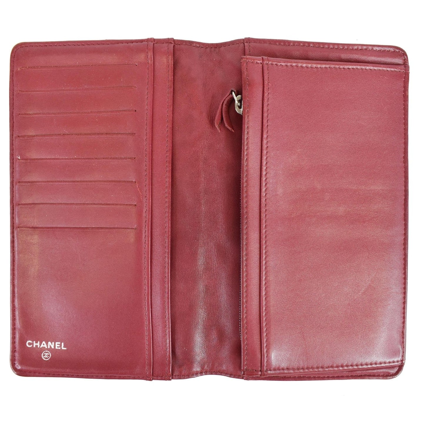 CHANEL CC Wild Stitch Lambskin Leather Wallet Red - Last call