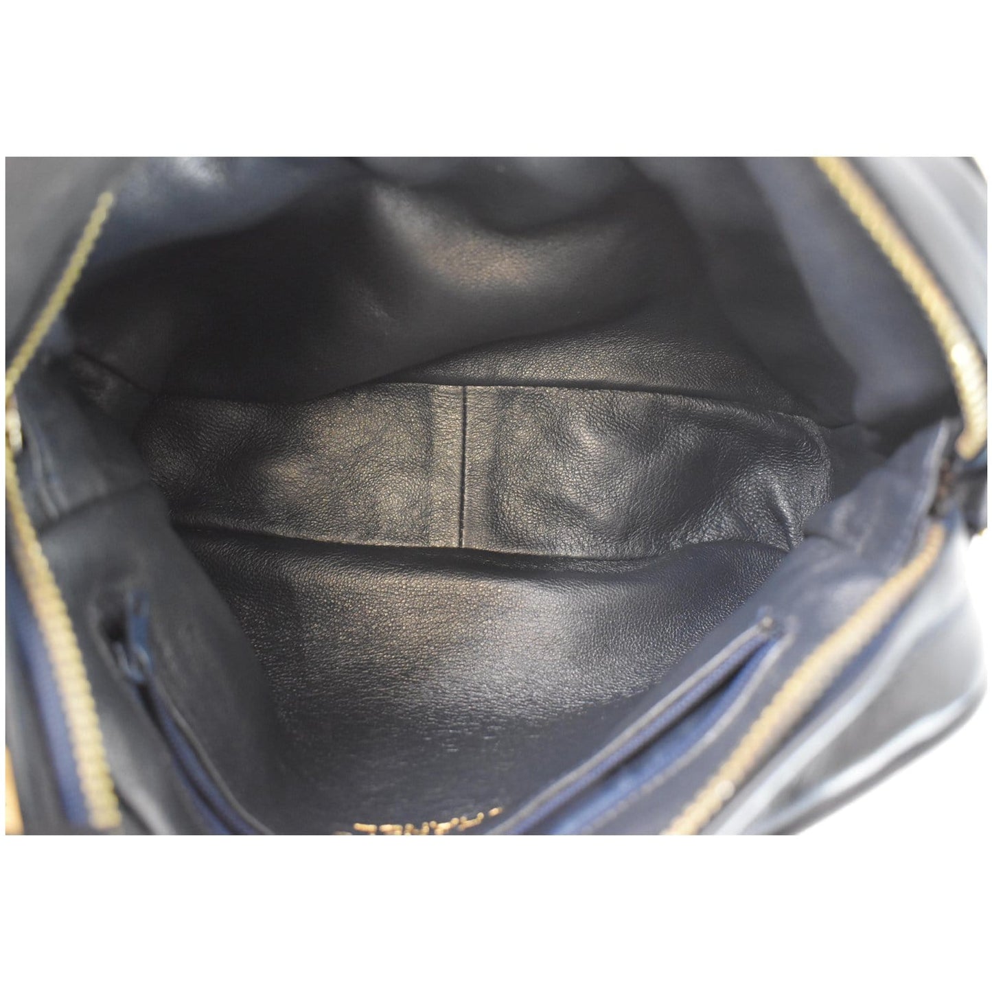 CHANEL Vintage Front Pocket Lambskin Leather Camera Bag Blue