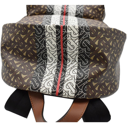 BURBERRY Bridle Stripe Monogram Print E-canvas Backpack Brown