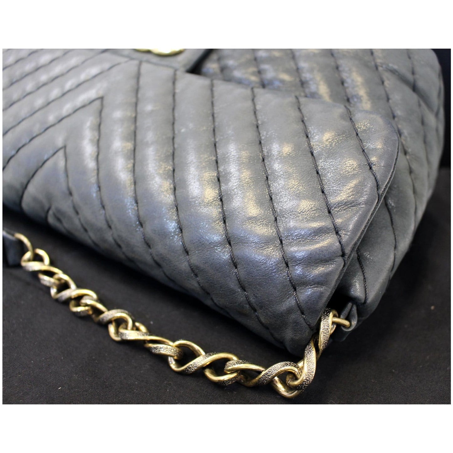 CHANEL Iridescent Calfskin Surpique Chevron Large Classic Flap Bag - Sale