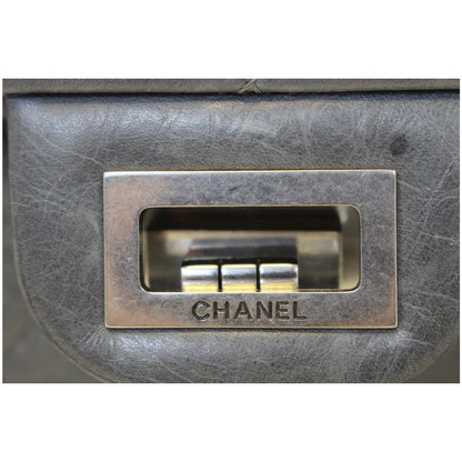 CHANEL 2.55 Reissue Mademoiselle Lock Calfskin Leather Shoulder Bag Grey
